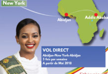Vol direct, Abidjan- New York-Abidjan 3 fois par semaine à partir de Mai 2018