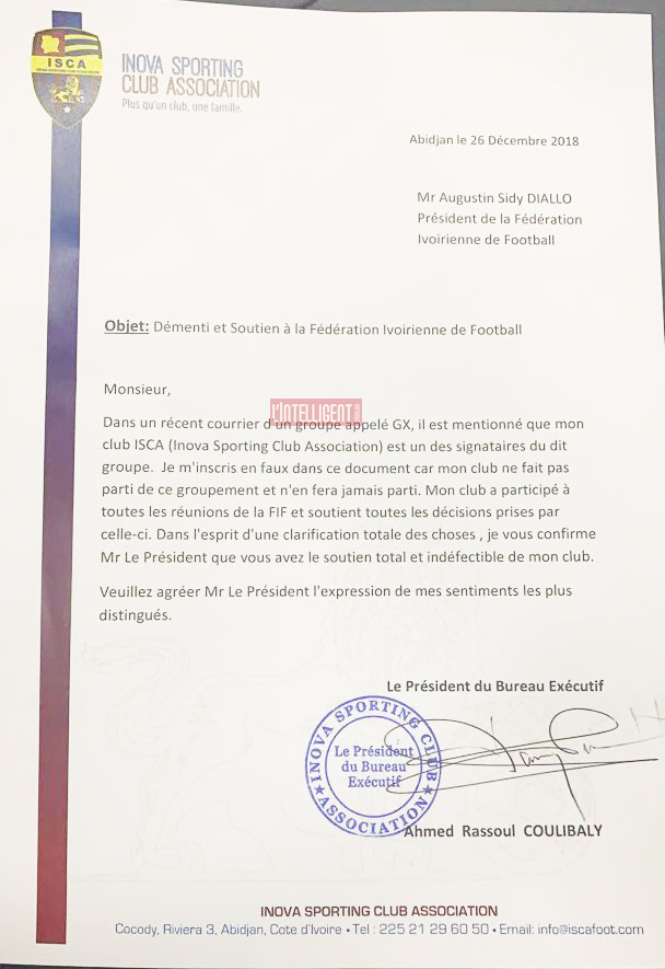 Démenti et soutien FIF