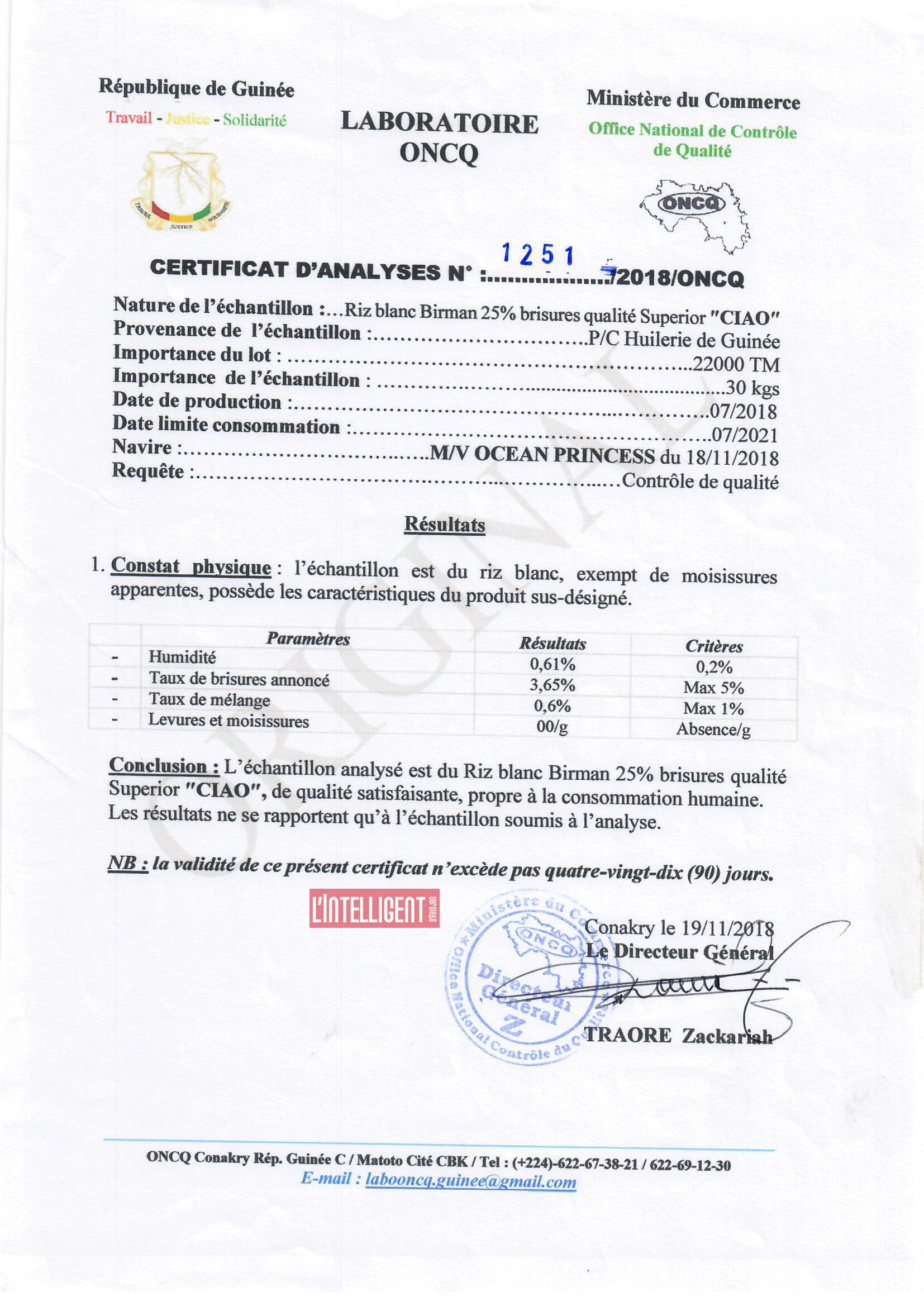 Conakry MOC Test Report